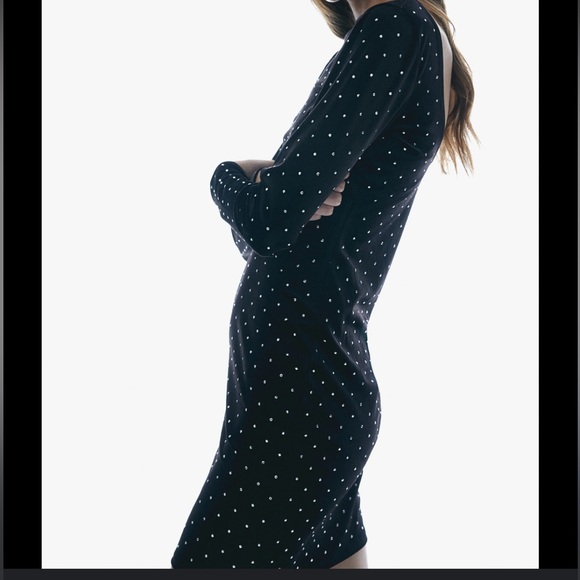 Chic Black Velvet Dress with Silver Studs - Picture 3 of 5